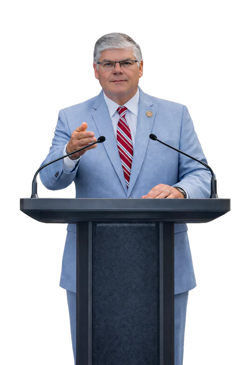 chad major background removed at podium smaller