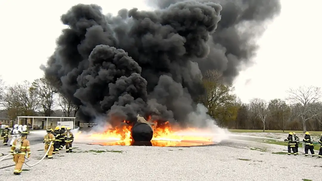 la fire emergency training commission firefighters extinguishing large fire